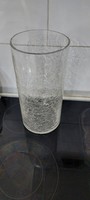 Nagyméretű repesztett üveg henger váza