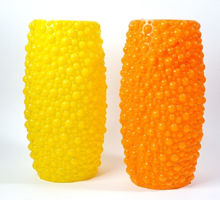 Retro / mid century colored plastic - bubble design vases
