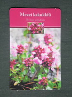 Card calendar, Szebellédy pharmacy, pharmacy, Sopron, flower, field thyme, 2015