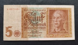 Germany 5 reichsmark / brand 1942, vf