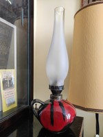 Juried industrial art red black glazed ceramic kerosene lamp