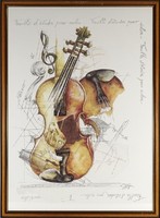 1P146 feuille d'études pour violin framed violin print 1992