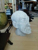 Szoborfej kőből, faragott mészkő szoborfej ismeretlen alkotó, 20. század elejei, nagy méretű fej