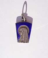 Virgin Mary silver pendant with fire enamel