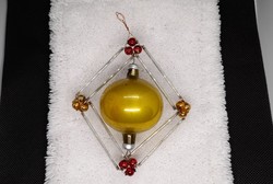 Old tapestry glass Christmas tree decoration