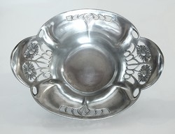 Szecessziós, ezüstözött Argentor kínáló, asztalközép