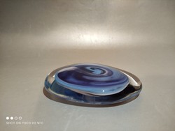 Swirling design glass paperweight with sea blue pattern