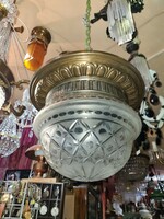Old renovated crystal ceiling lamp