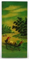 1P250 old painted Vietnamese picture board picture 40.5 X 18.5 Cm