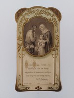 Régi mini szecessziós szentkép imalap 1910 emléklap