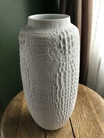 Régi KAISER biszkvit porcelán váza krokodilbőr mintával