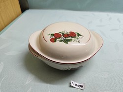 A0496 hudzin Polish ceramic bowl with lid strawberry pattern 21x18 cm