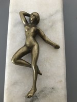 Miniatűr bronz női akt márvány alappal