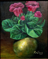 Gloxinia - oil painting - 30 x 25 cm