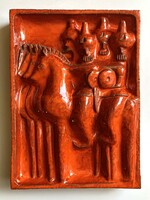 Csekovszky Árpád kerámia relief - lovasok