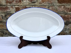 Alföldi blue bordered boat-shaped - sausage - oval porcelain serving bowl