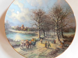 Tirschenreuth téli életképes tányér - A falu végén  - 21 cm