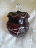Crystal burgundy sugar bowl 14 cm