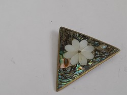 Beautiful brooch with shell inlay marked Mexico but can also be used as a pendant.