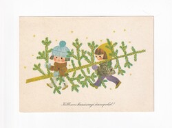 K:050 Karácsonyi képeslap postatiszta Retro