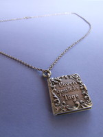 Silver necklace, book pendant (231022)
