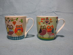 2 new mugs with an owl pattern, cup