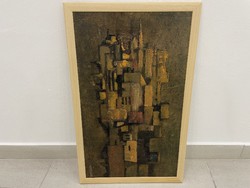 András Rácz abstract geometric avant-garde oil painting composition retro