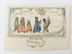 Régi karácsonyi képeslap levelezőlap betlehemesek