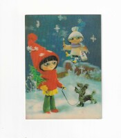 K:041 Karácsonyi képeslap 3 D-és Retro Orosz