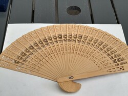 Retro openwork wooden fan