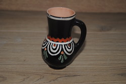 Marked Chugh folk art ceramic small jar, bowl
