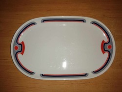 Alföldi porcelán kék piros menza mintás ovális kínáló, asztalközép (ap)