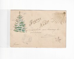 K:085 Karácsonyi Antik képeslap, dombornyomott fenyő