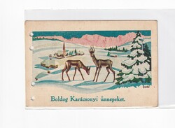 K:077 Karácsonyi Antik képeslap (lukkal)