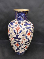 33 cm high antique Zsolnay vase with Japanese decoration