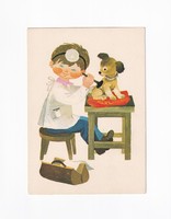 B:063 child doctor with dog greeting card postman