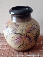 Scheurich-Keramik váza, virág, madár motívummal