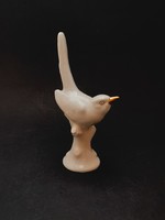 Hollóházi porcelán fehér-arany madár, 13,7 cm