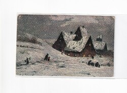 K:101 Karácsonyi  antik képeslap 02 Festményhatású kép