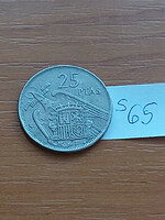 Spain 25 pesetas 1957 copper-nickel, francisco franco s65