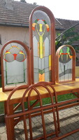 3 pieces of stained glass window that can be built into a partition wall, including a frame
