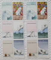 12db karácsonyi ajándékkísérő kártya jegesmedve mintával