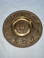 Old horoscope copper bowl