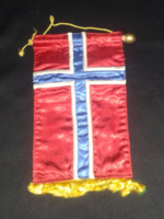 Régi Norvég selyem kézzel varrt asztali zászló