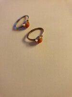 Baby gold earrings with coral