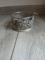 Szép régi áttört ezüstözött palacktartó asztaldísz (6,8x13,8 cm)