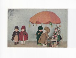 K:117 BÚÉK - Újév antik  képeslap (Babák fotón)