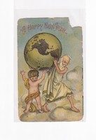 K:123 búék - New Year antique embossed postcard 1908 damaged!