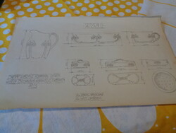 Zsolnay, original, production plan drawing a / 7258. For form number / 34 x 21 cm