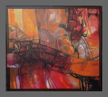 Large abstract acrylic painting, d. The work of Zsolt Kállai
